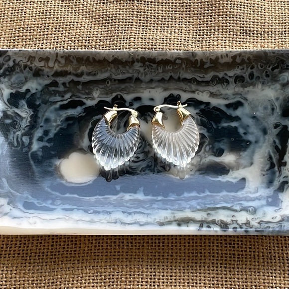 Arctic Clear Vintage Hoops Gold Plated Transparent Loop New NWOT - Picture 13 of 14